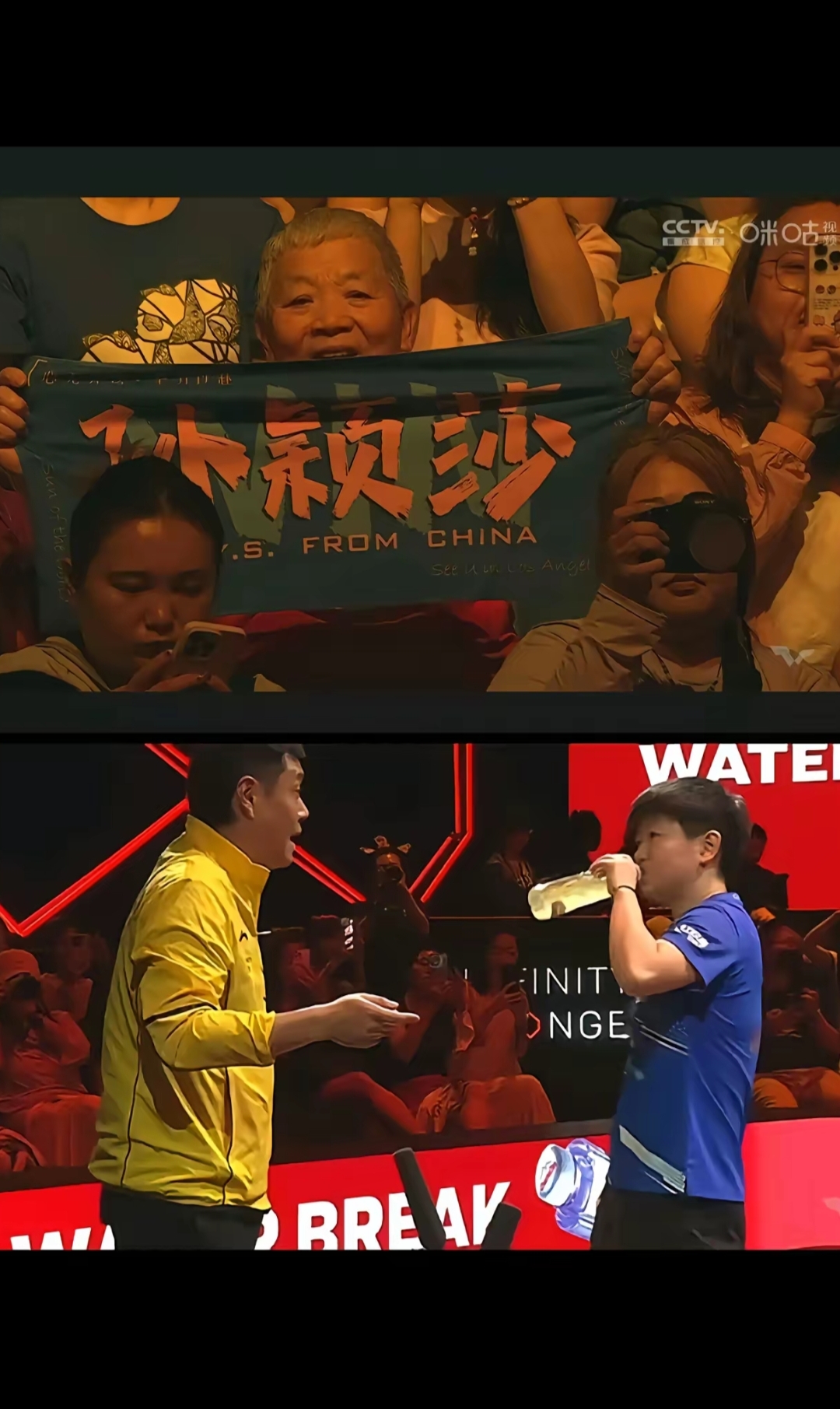 包含观众席上一片欢呼声，比赛场面紧张刺激的词条